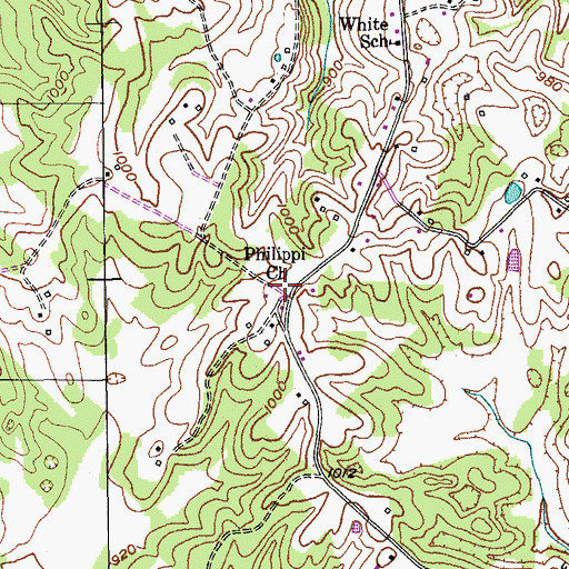 Topographic Map of Philippi Church, KY
