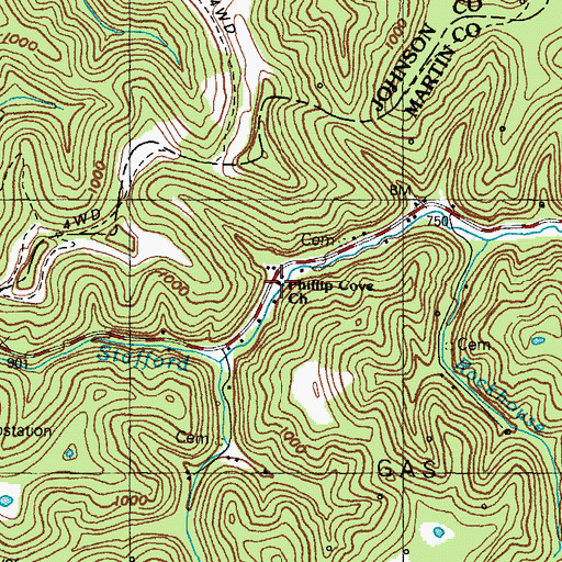 Topographic Map of Phillip Cove Church, KY