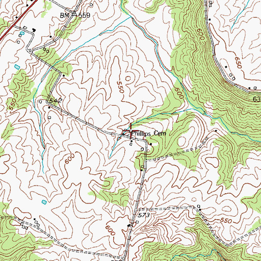 Topographic Map of Phillips Cemetery, KY