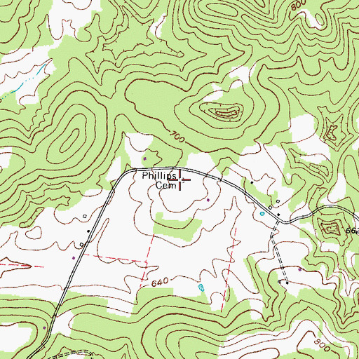 Topographic Map of Phillips Cemetery, KY