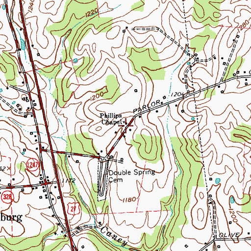 Topographic Map of Phillips Chapel, KY
