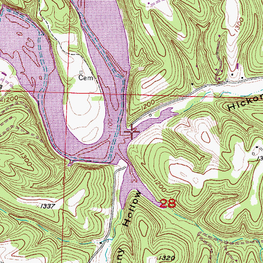 Topographic Map of Hickory Flat Hollow, AR