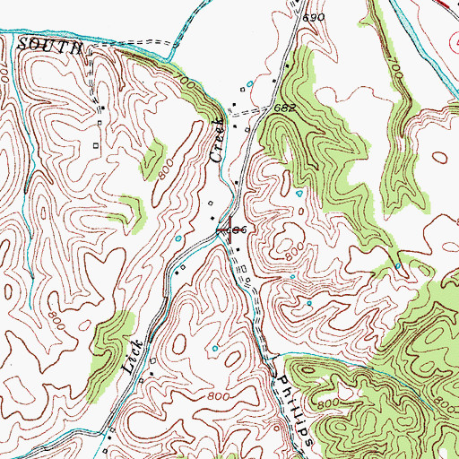 Topographic Map of Phillips Hollow, KY