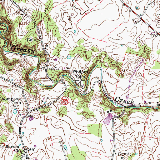 Topographic Map of Philpot Cemetery, KY