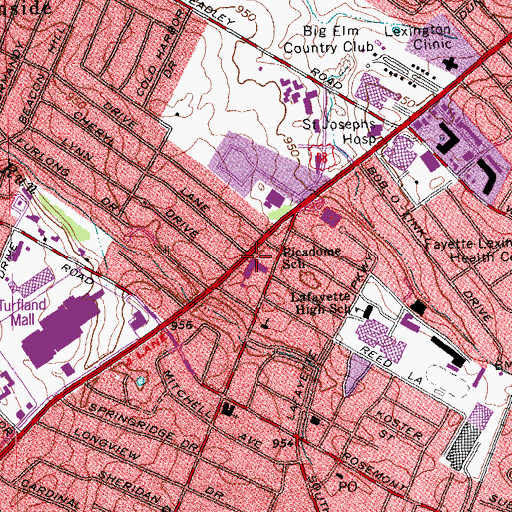 Topographic Map of Picadome Elementary School, KY