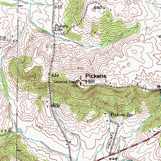 Topographic Map of Pickens Hill, KY