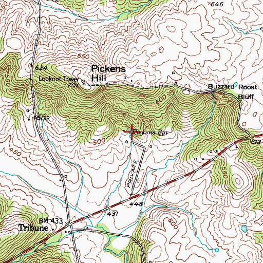 Topographic Map of Pickens Spring, KY