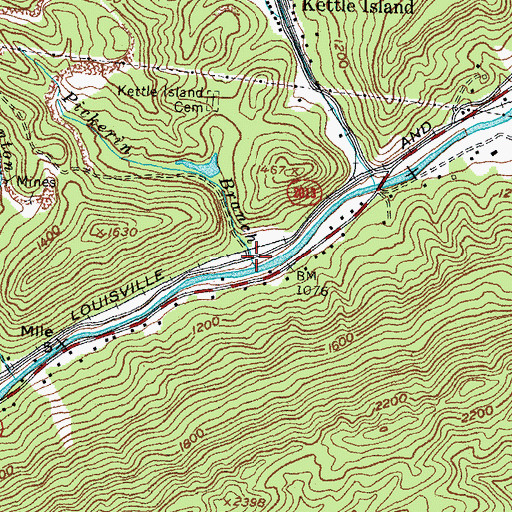 Topographic Map of Pickerin Branch, KY