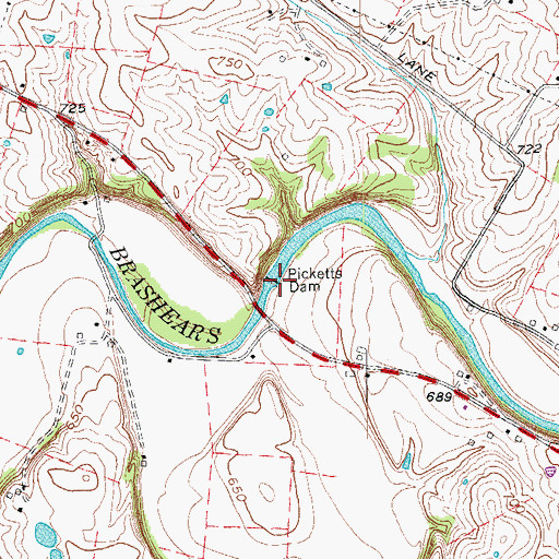 Topographic Map of Picketts Cemetery, KY