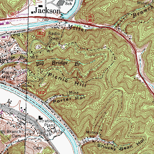 Topographic Map of Picnic Hill, KY