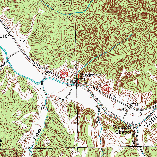 Topographic Map of Piedmont Church, KY