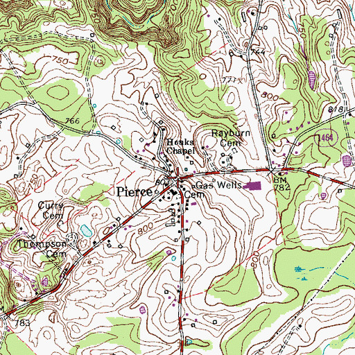 Topographic Map of Pierce, KY