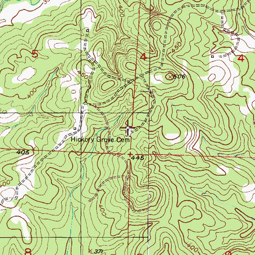 Topographic Map of Hickory Grove Cemetery, AR
