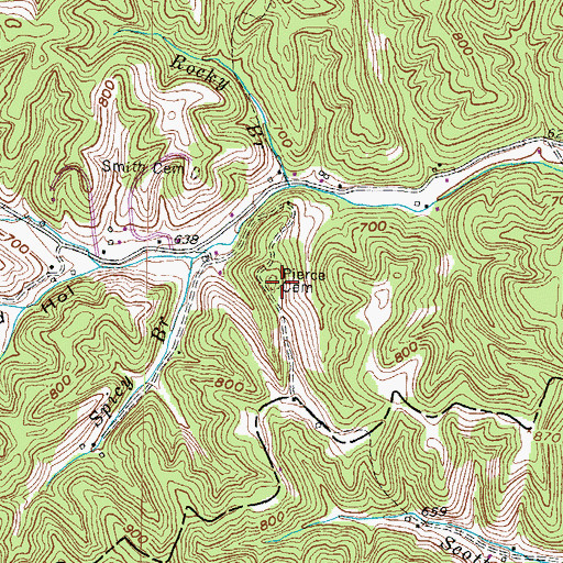 Topographic Map of Pierce Cemetery, KY