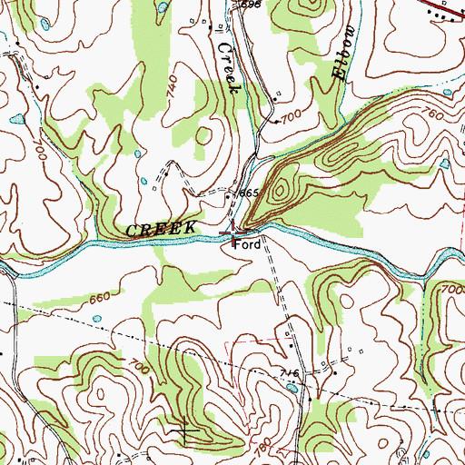 Topographic Map of Pierce Creek, KY