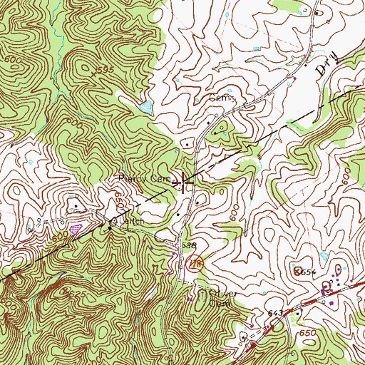 Topographic Map of Piercy Cemetery, KY