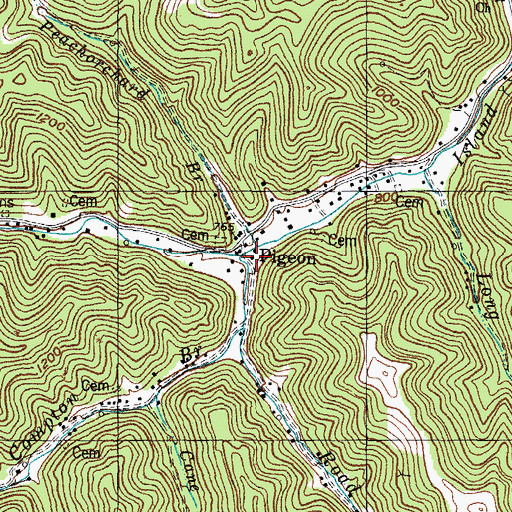 Topographic Map of Pigeon, KY