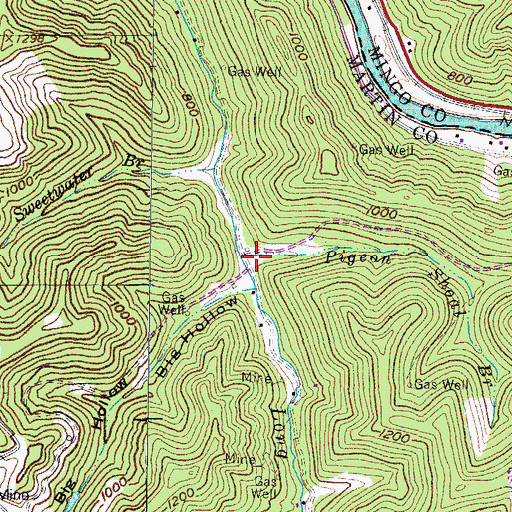 Topographic Map of Pigeon Branch, KY