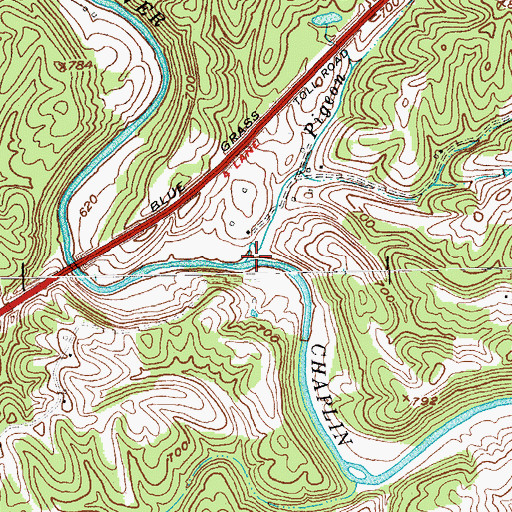 Topographic Map of Pigeon Branch, KY