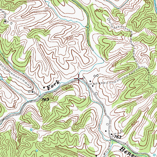 Topographic Map of Pigeon Creek, KY