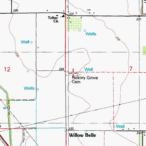 Topographic Map of Hickory Grove Cemetery, AR