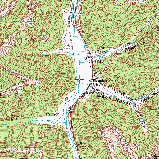 Topographic Map of Pigeon Roost Branch, KY