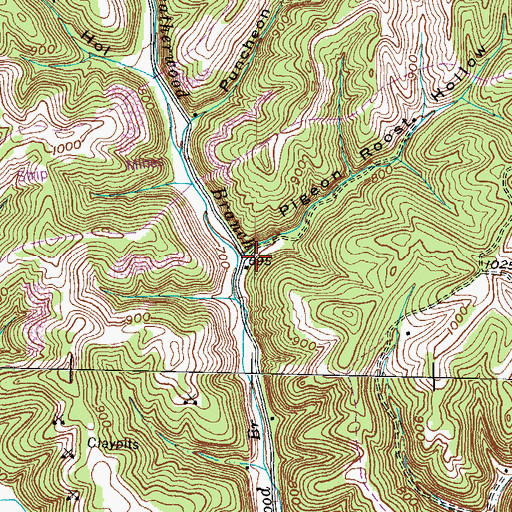 Topographic Map of Pigeon Roost Hollow, KY