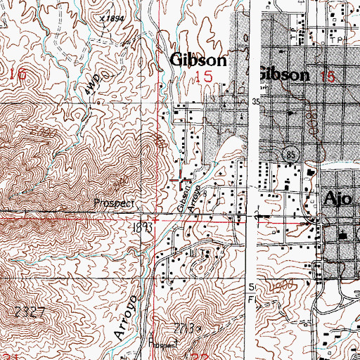 Topographic Map of Gibson Arroyo, AZ