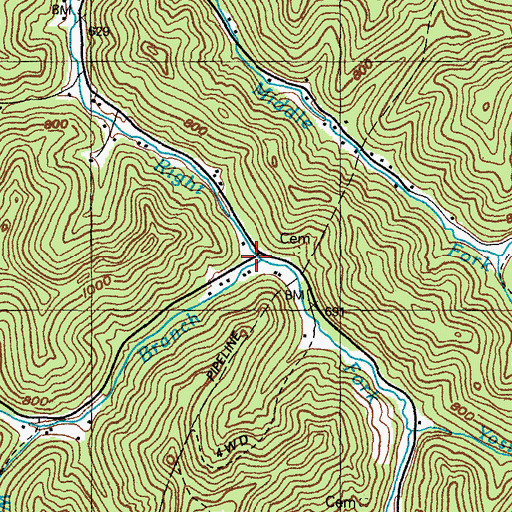 Topographic Map of Pigeonroost Branch, KY
