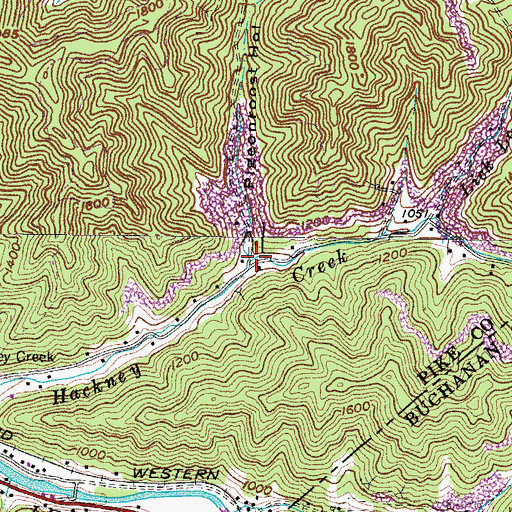 Topographic Map of Pigeonroost Hollow, KY