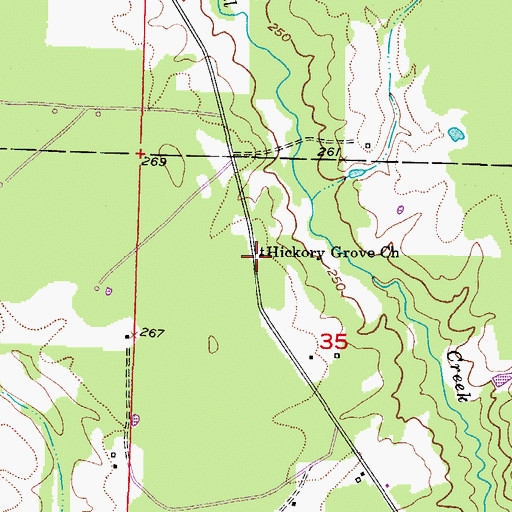 Topographic Map of Hickory Grove Church, AR