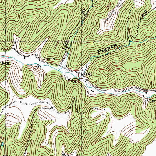 Topographic Map of Pigpen Branch, KY