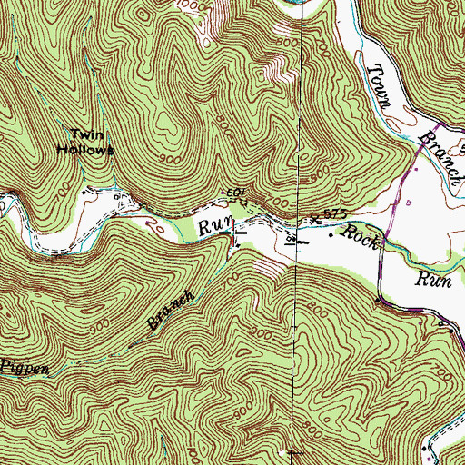 Topographic Map of Pigpen Branch, KY