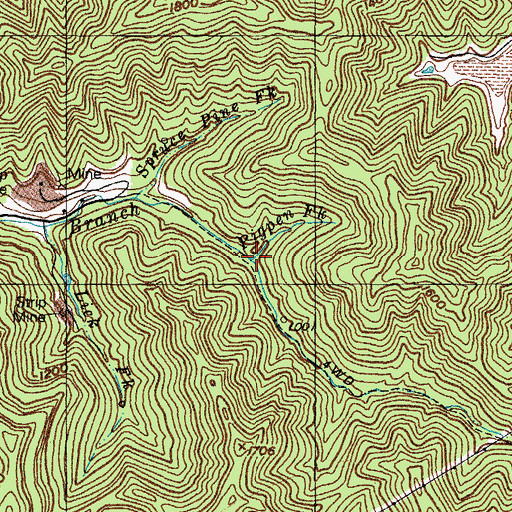 Topographic Map of Pigpen Fork, KY