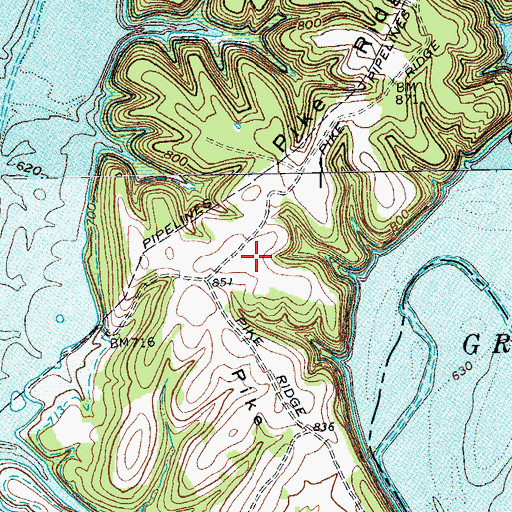 Topographic Map of Pike Ridge, KY