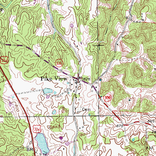 Topographic Map of Pike View, KY