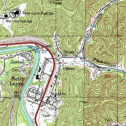 Topographic Map of Pike-Floyd Hollow, KY