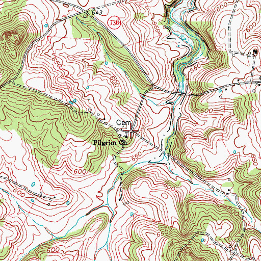 Topographic Map of Pilgrim Church, KY