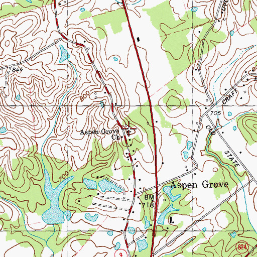 Topographic Map of Aspen Grove Church, KY