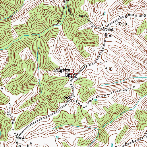 Topographic Map of Pilgrim Church, KY