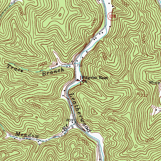 Topographic Map of Pilgrim Rest Church, KY