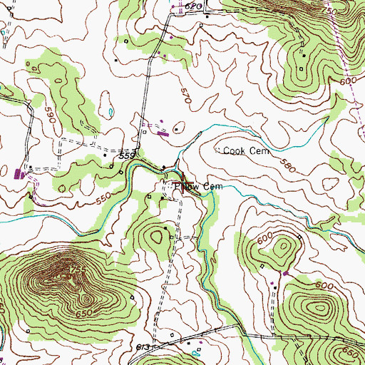 Topographic Map of Pillow Cemetery, KY