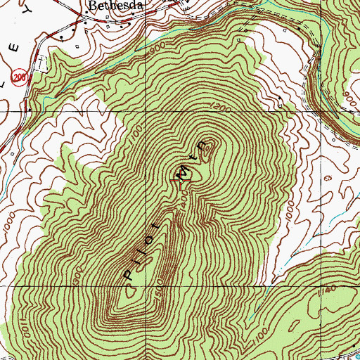 Topographic Map of Pilot Mountain, KY