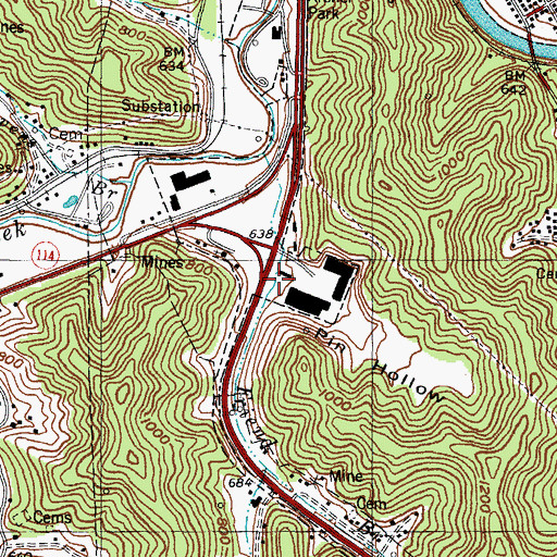 Topographic Map of Pin Hollow, KY
