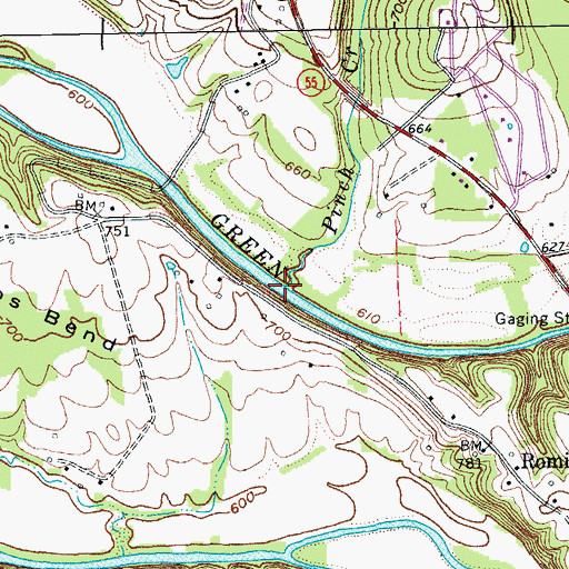 Topographic Map of Pinch Creek, KY