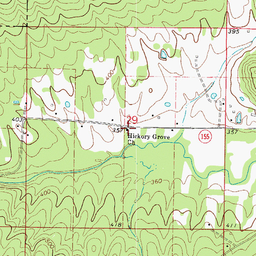 Topographic Map of Hickory Grove Church, AR