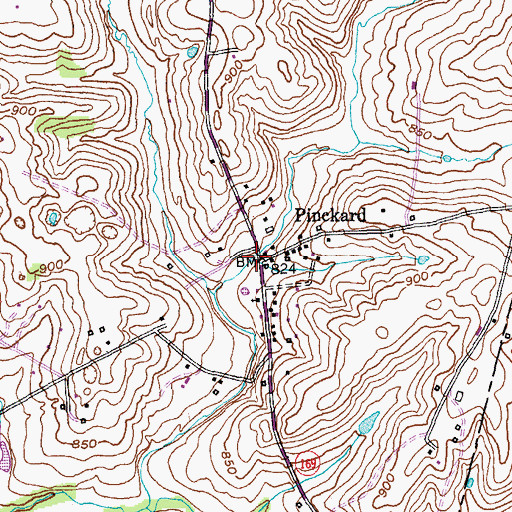 Topographic Map of Pinckard, KY