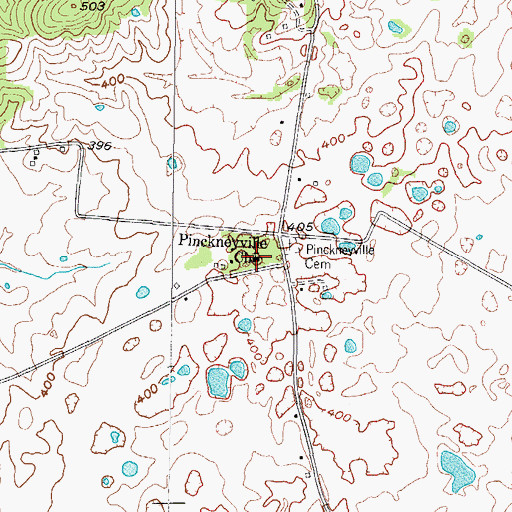 Topographic Map of Pinckneyville Church, KY