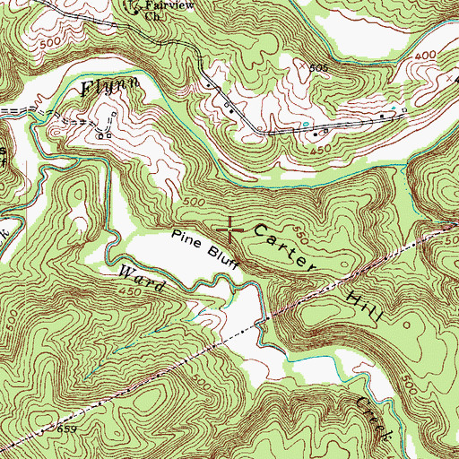 Topographic Map of Pine Bluff, KY