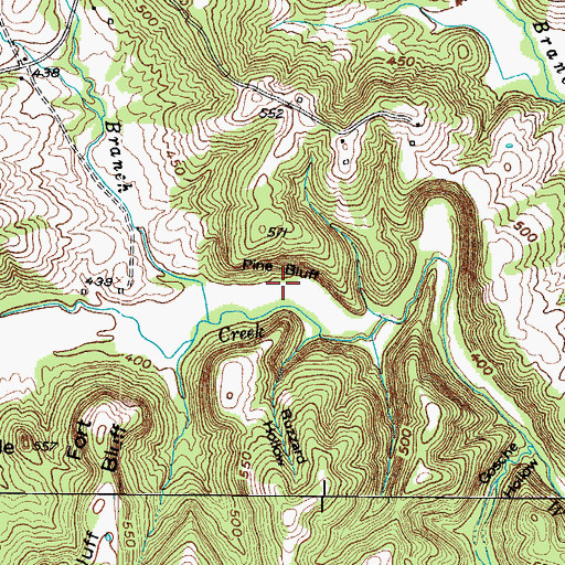 Topographic Map of Pine Bluff, KY